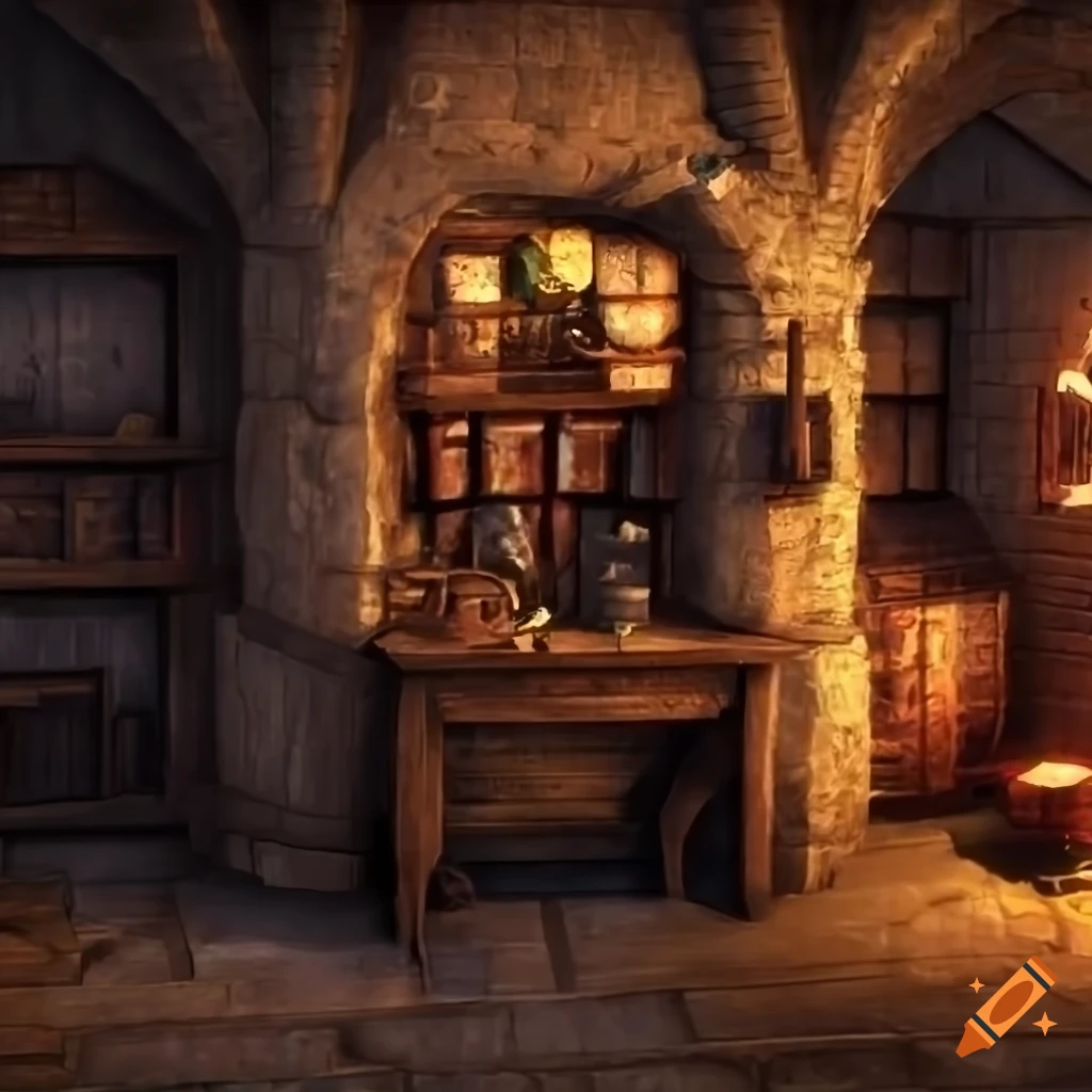 32-bit style medieval shop for rpg game on Craiyon