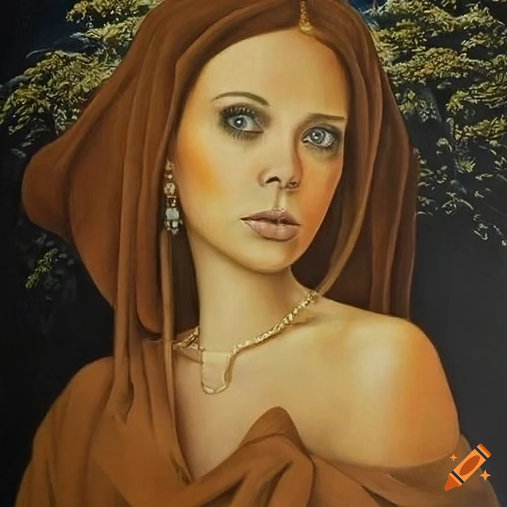 realistic painting of Agnetha Falgskog by Remedios Varo