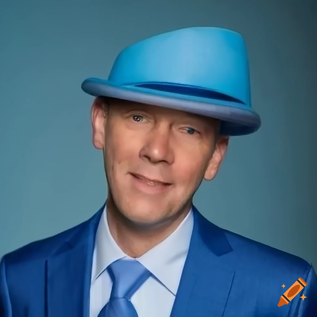 Stylish Man In A Blue Suit With A Unique Hat