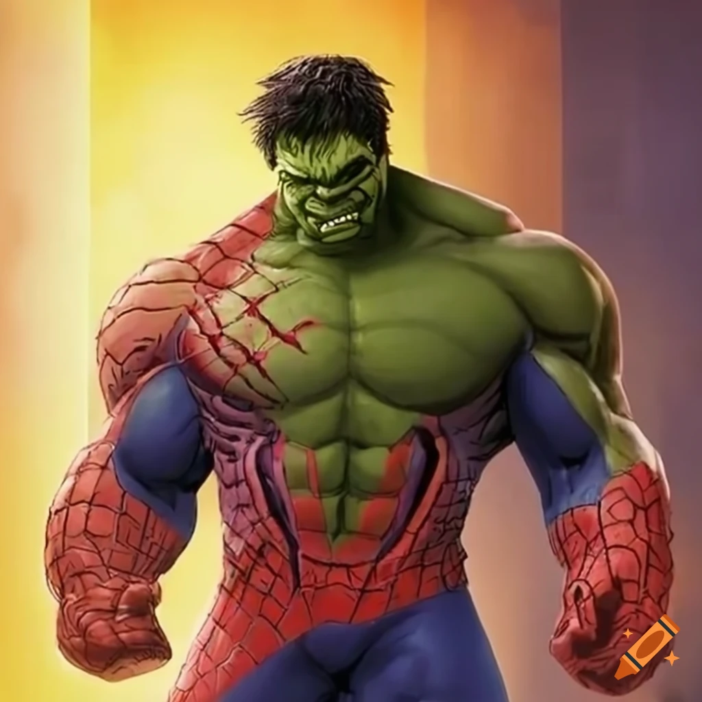 Spiderman And Hulk Mashup Illustration On Craiyon