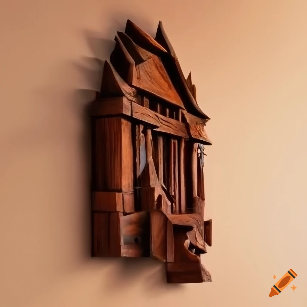 sculpture of a Magma Moth in Architectural Stave Carving style
