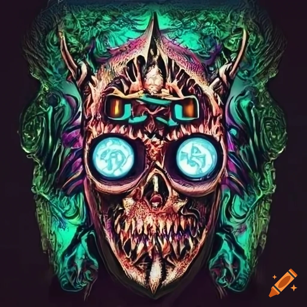 psychedelic heavy metal logo with an eye hieroglyph