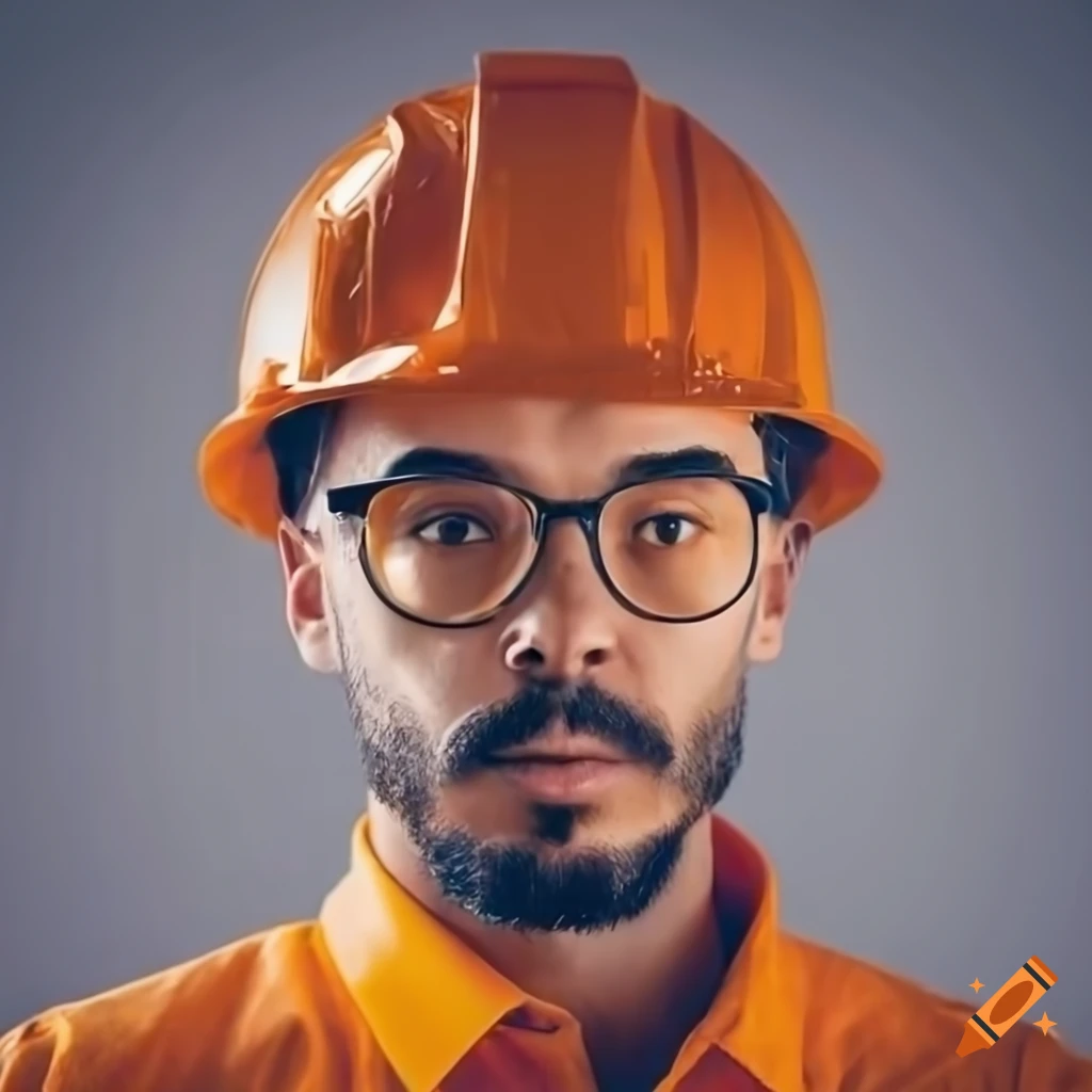 Construction Worker with Hard Hat and Safety Goggles, Photograph
