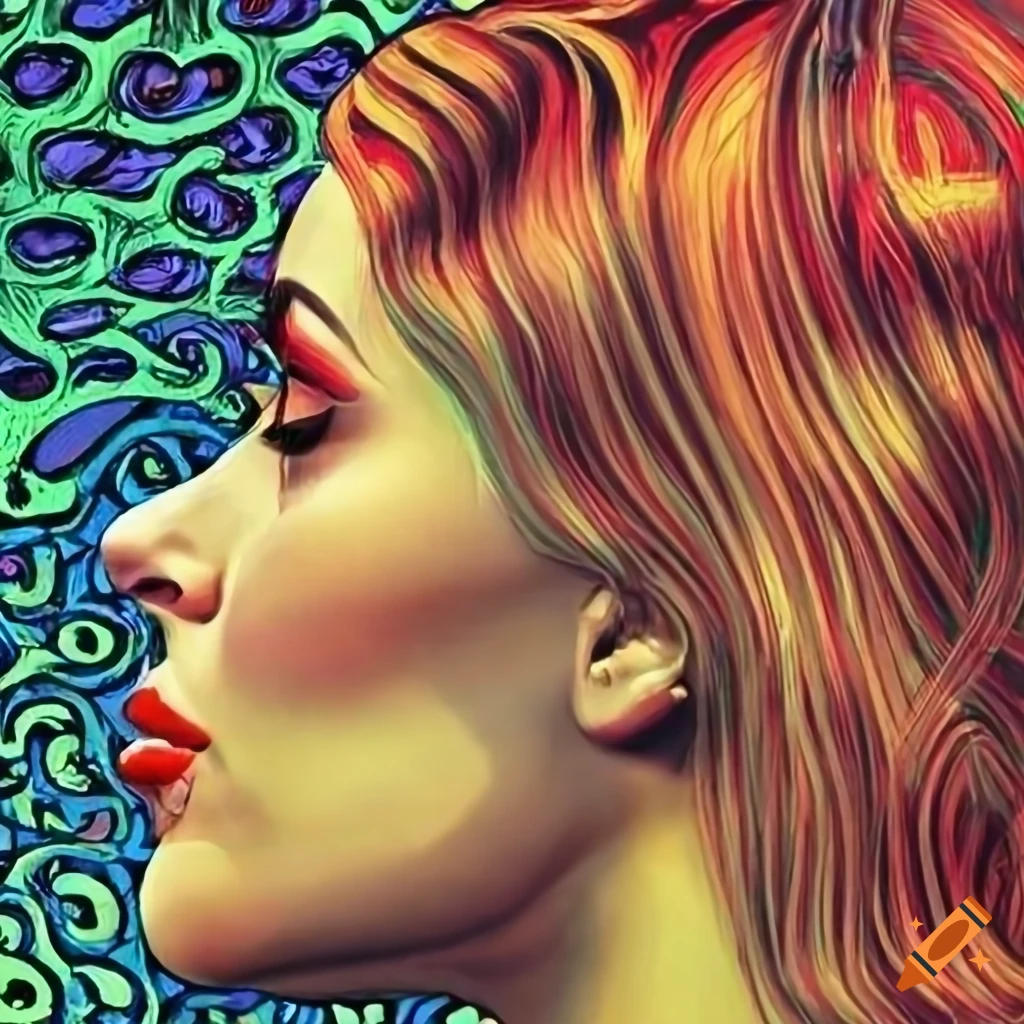 psychedelic artwork of a young woman with closed eyes