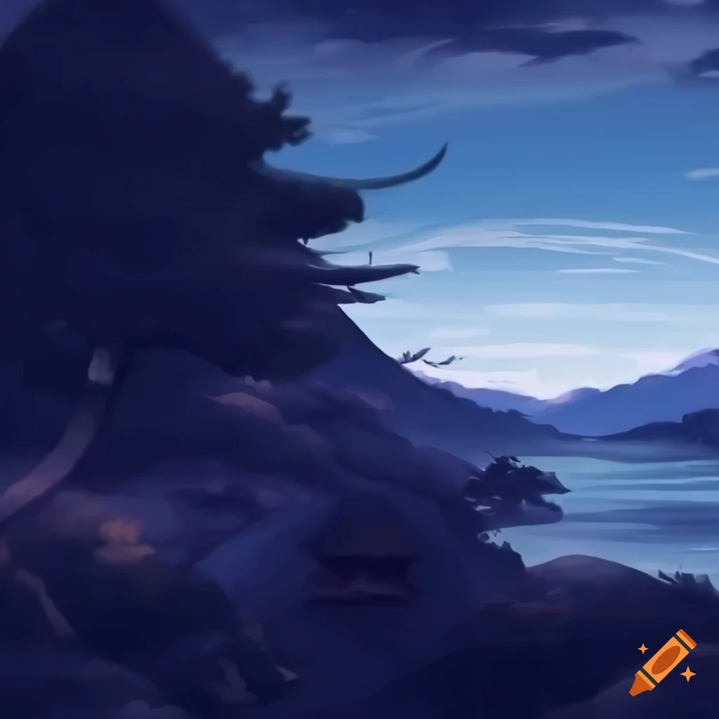 wallpaper of a Japanese landscape in Dororo style