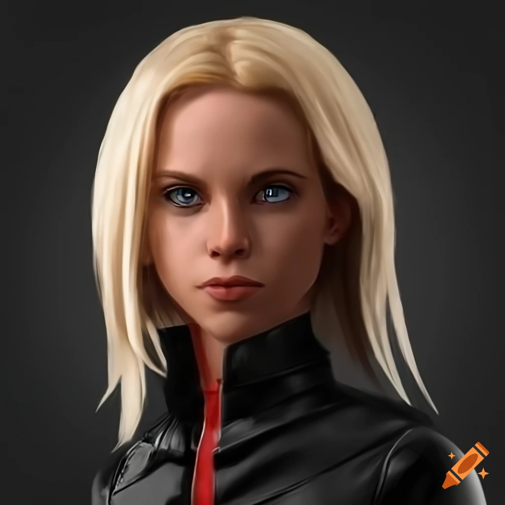 Realistic drawing of a determined blonde female pilot on Craiyon