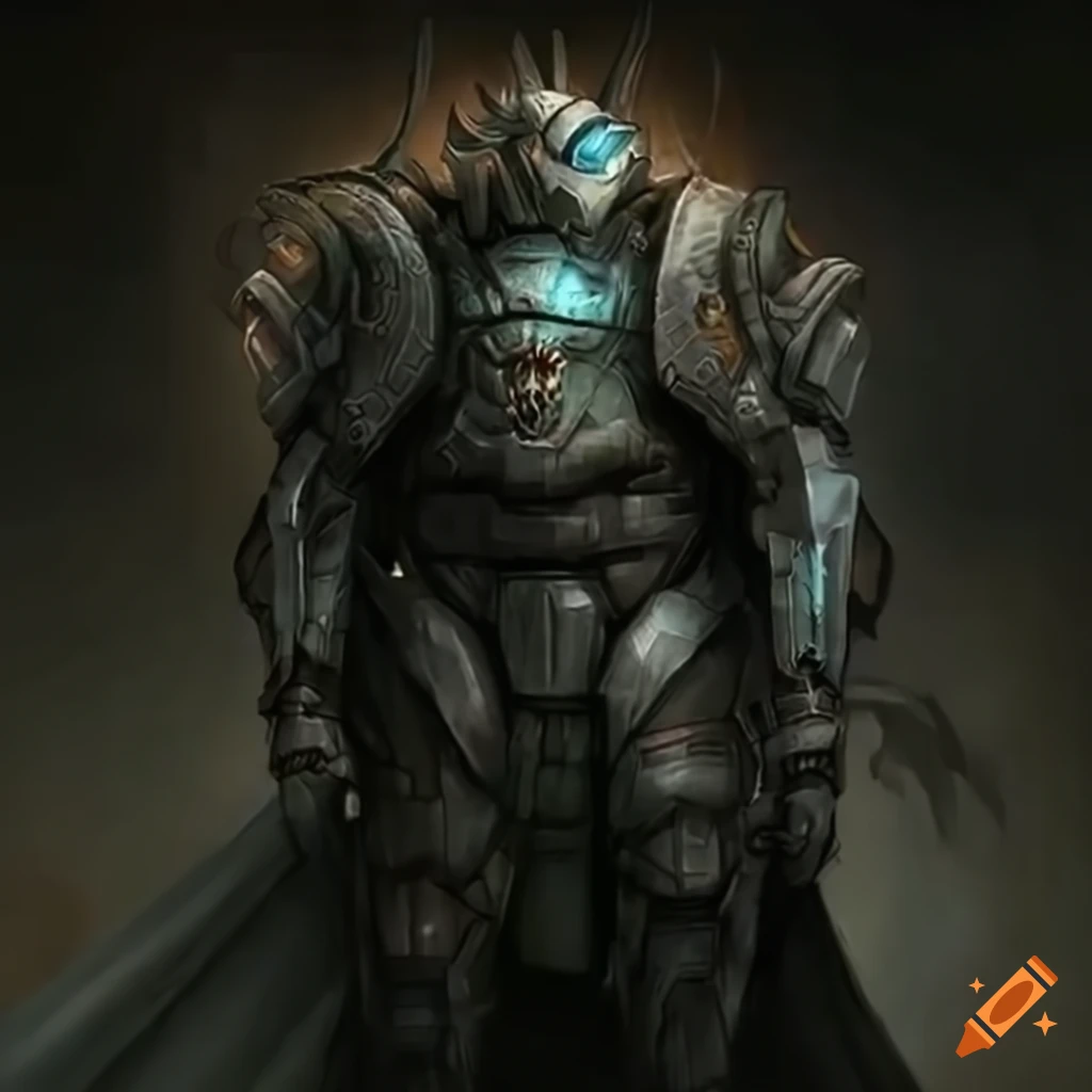 black and white painting of a knight with a fierce sword