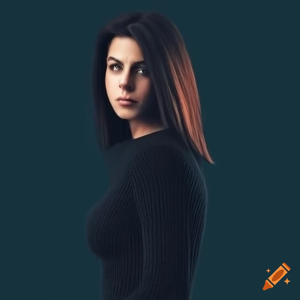 Portrait of a beautiful woman in black sweater on Craiyon