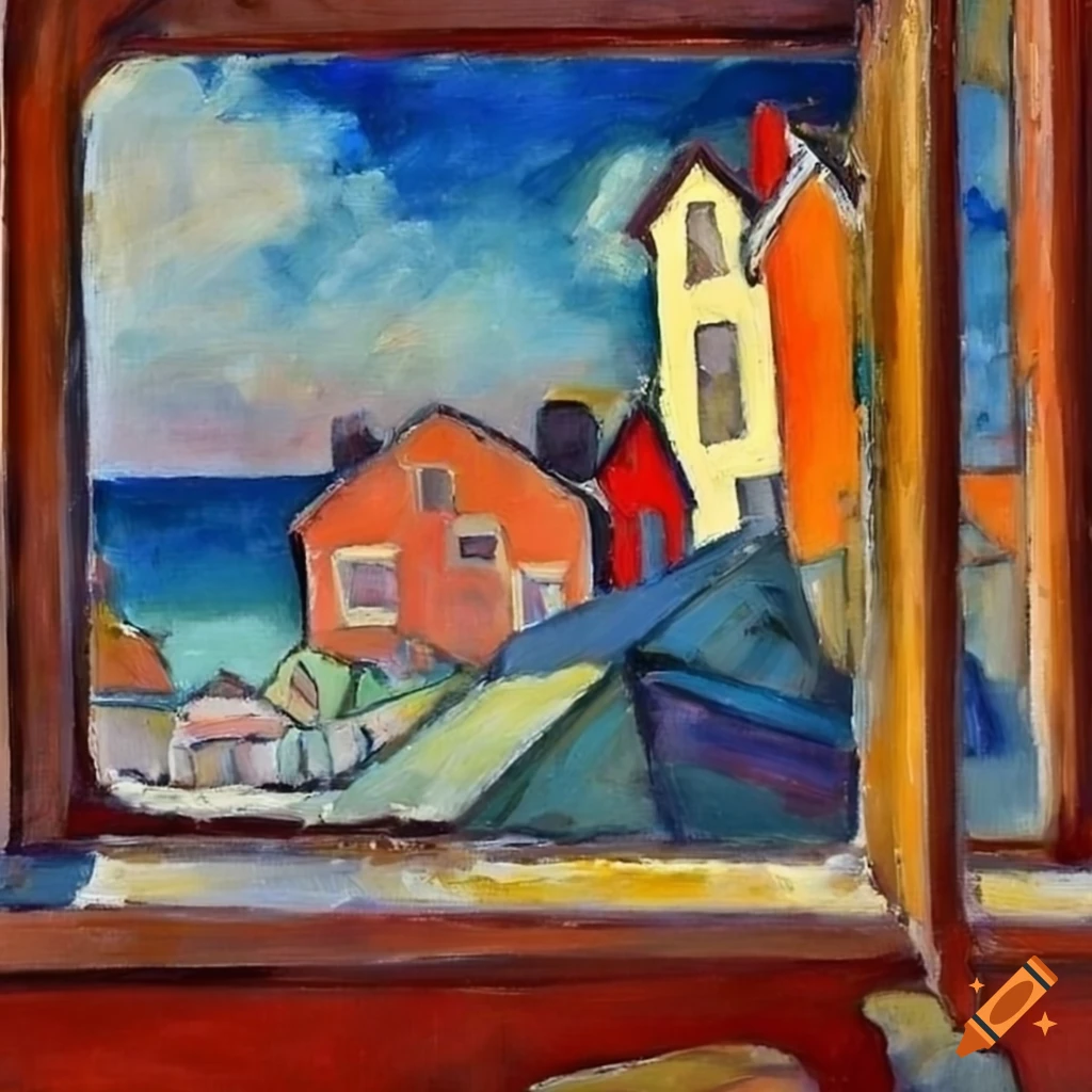 Modigliani and Kandinsky oil painting of flowers on a window