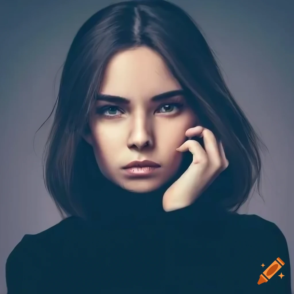 beautiful young woman in a black sweater