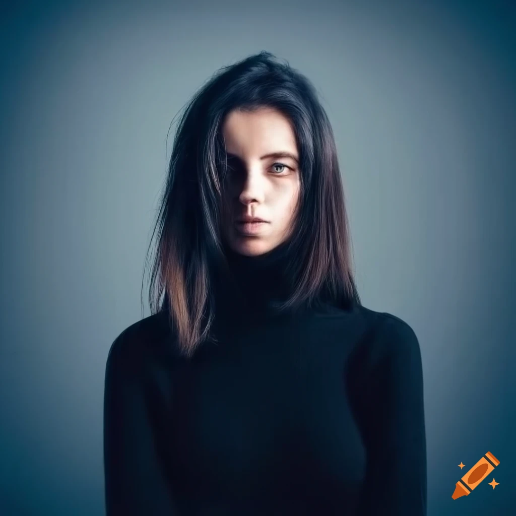 Stylish female model in a black sweater on Craiyon