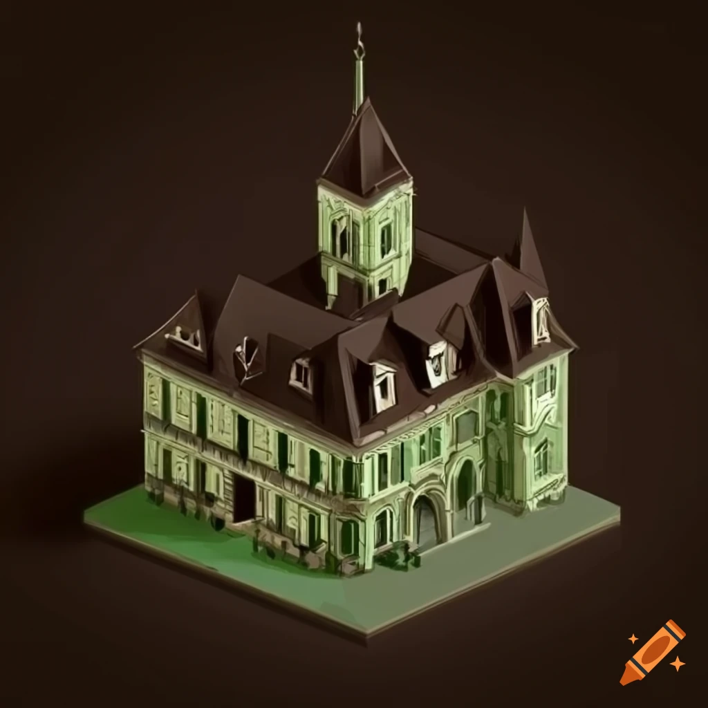 Isometric View Of A Gothic Mansion Exterior isometric-view-of-a-gothic-mansion-exterior