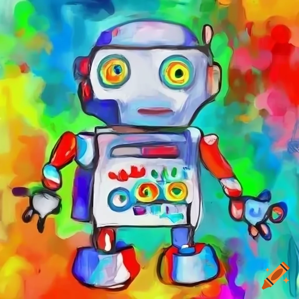 illustration of a child and robot holding hands