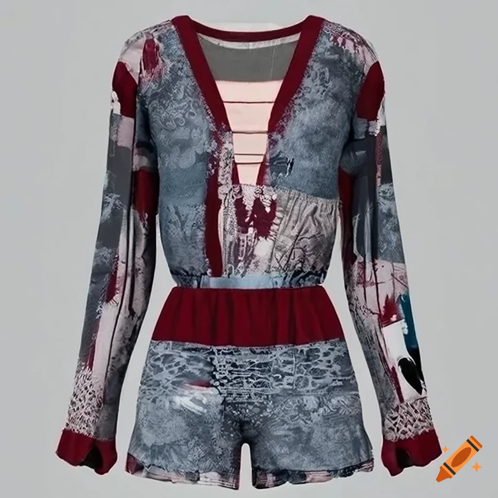 high-resolution 3D render of a bestselling playsuit with abstract print