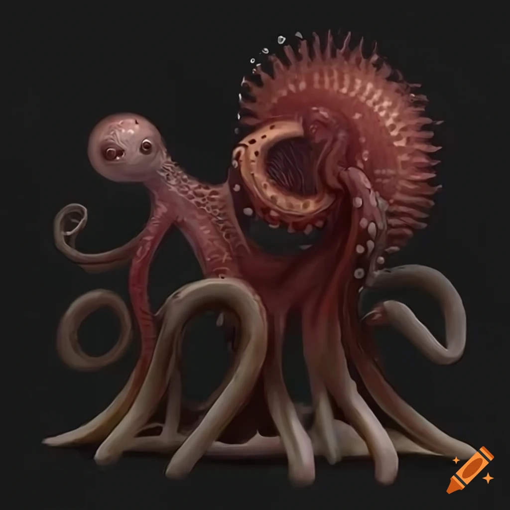 digital concept art of an octopus and Venus fly trap hybrid