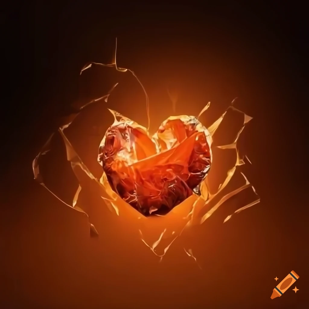 photorealistic artwork of a broken glass heart
