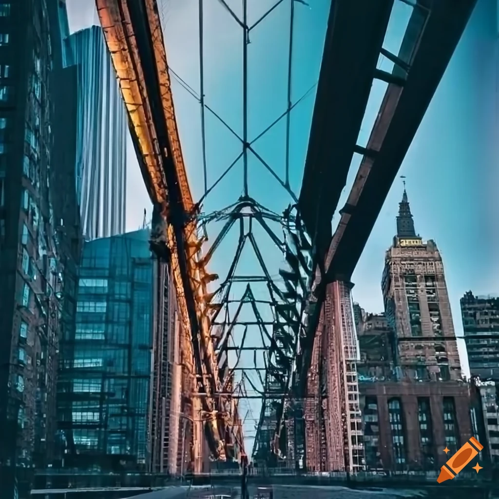 modern metal and glass bridge in New York City