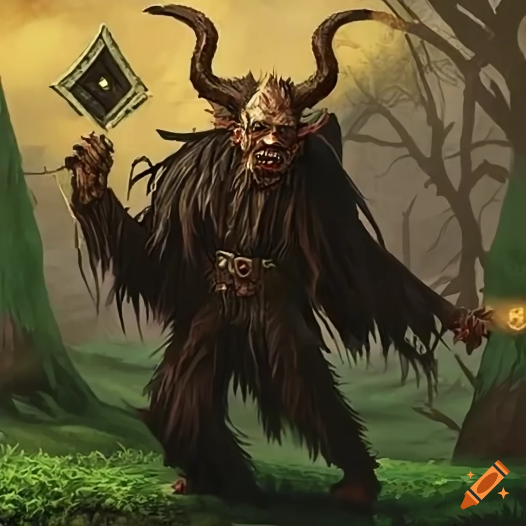 Magical krampus in a forest on Craiyon
