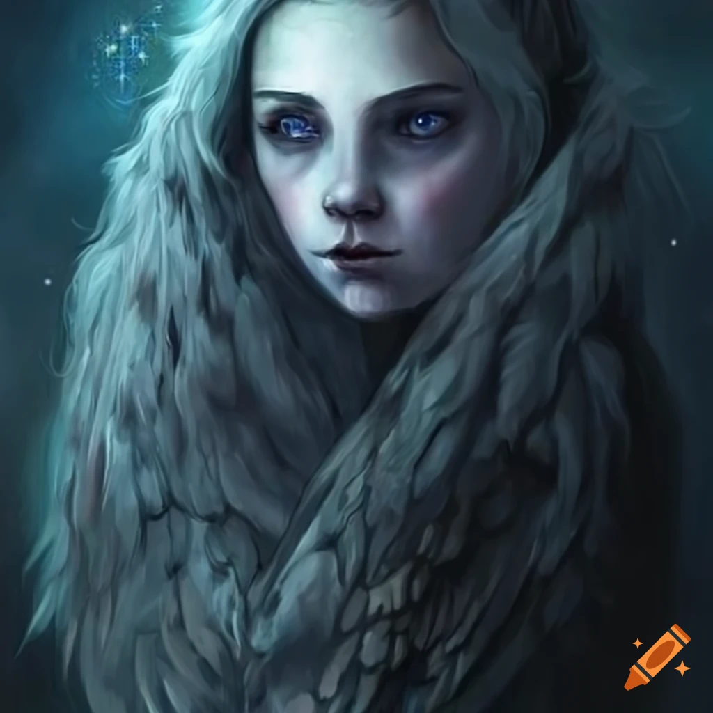 An angel spreading her wings under starry skies on Craiyon