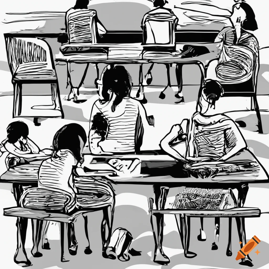 Children Sitting Inside Classroom Drawing · Free Stock Photo