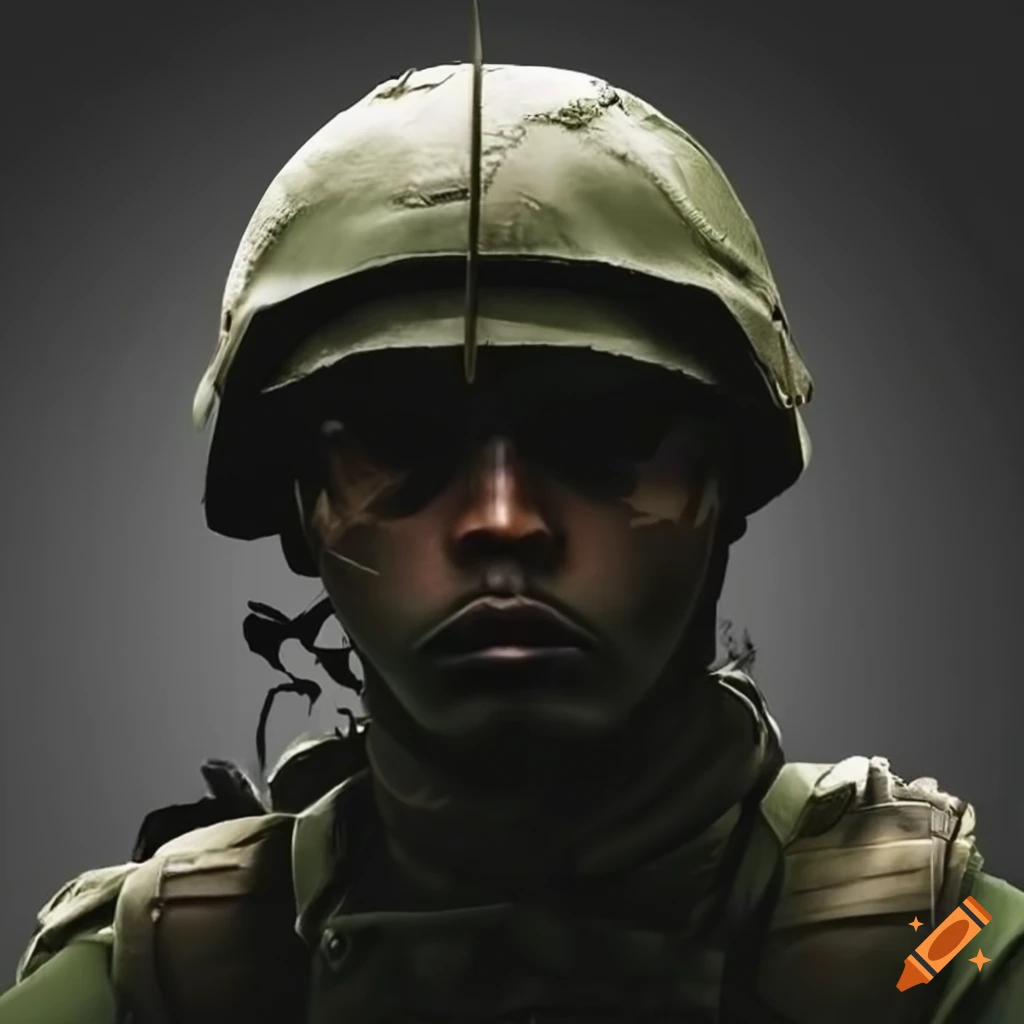 Face of a sad soldier