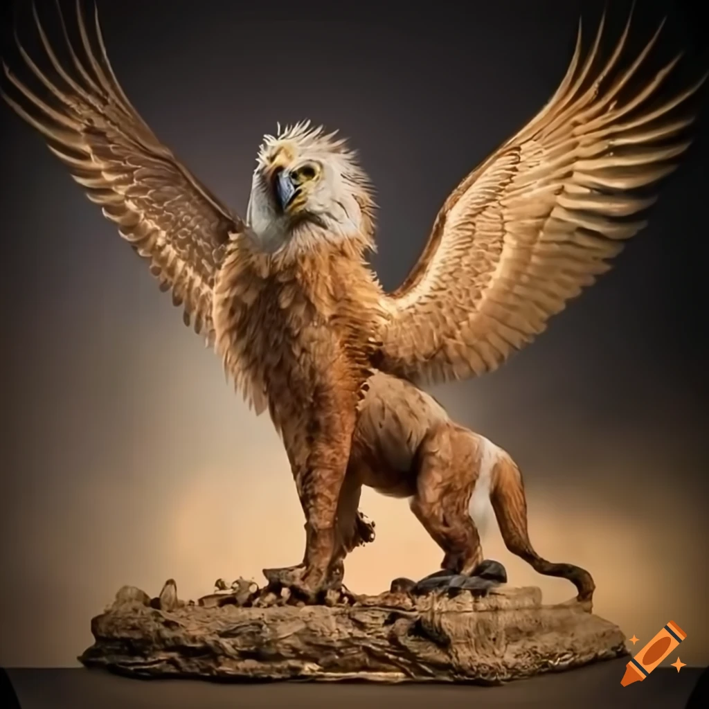 Artwork of a gryphon with wings and lion body on Craiyon