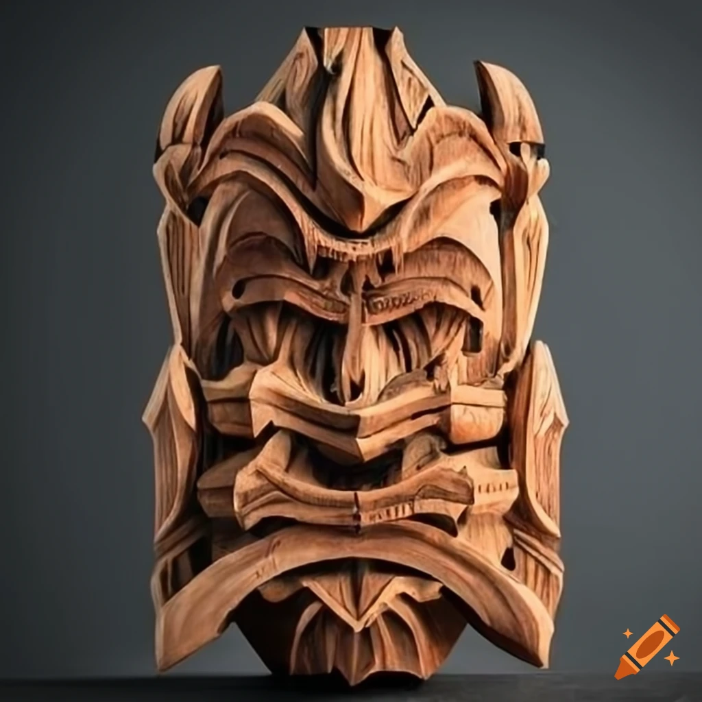 sculpture of a Magma Moth in Architectural Stave Carving style