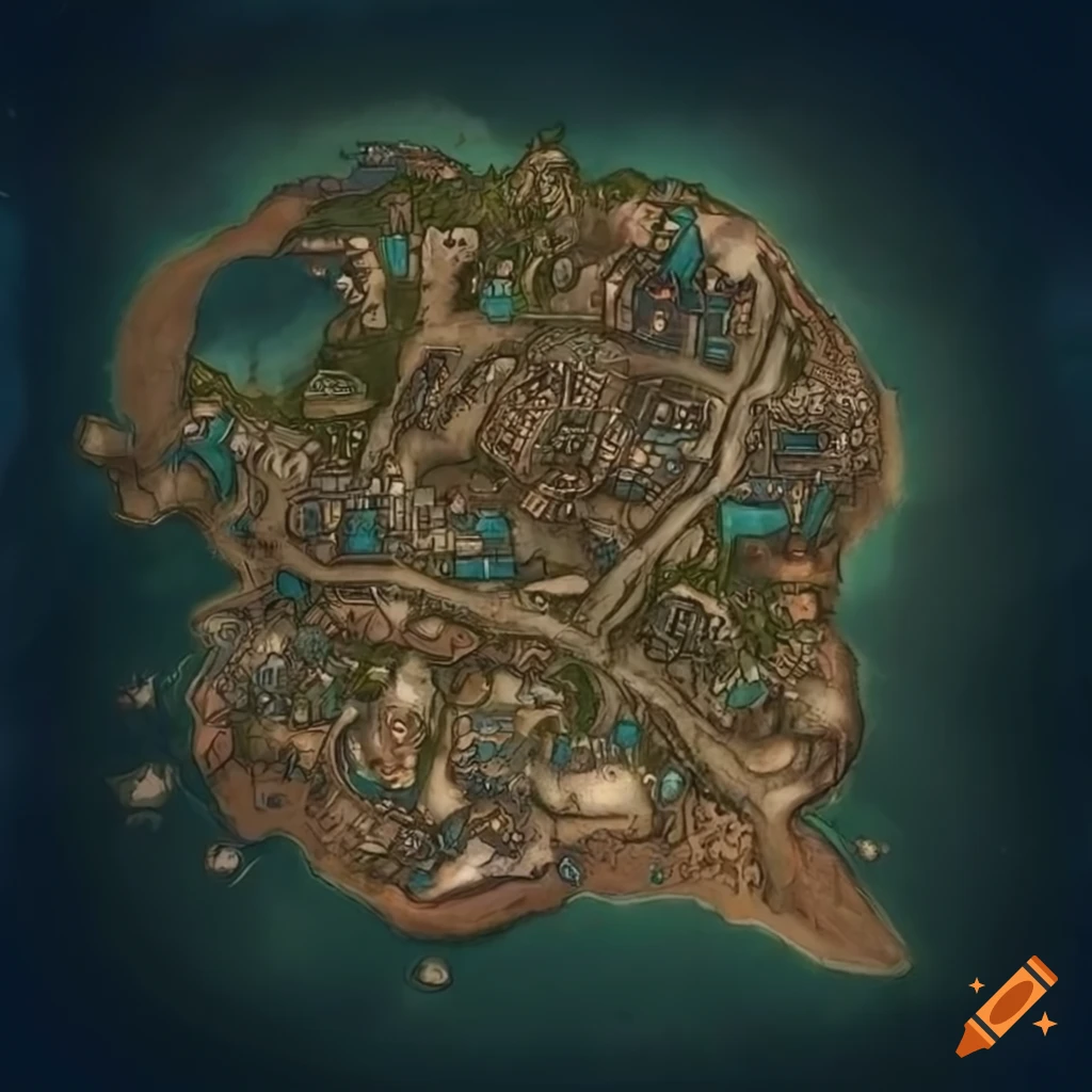 City map illustration of a highland city on Craiyon