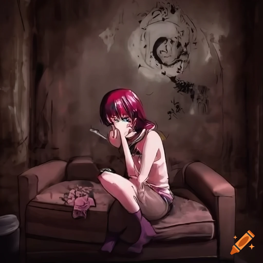 Female anime character smoking cigarette illustration HD wallpaper |  Wallpaper Flare