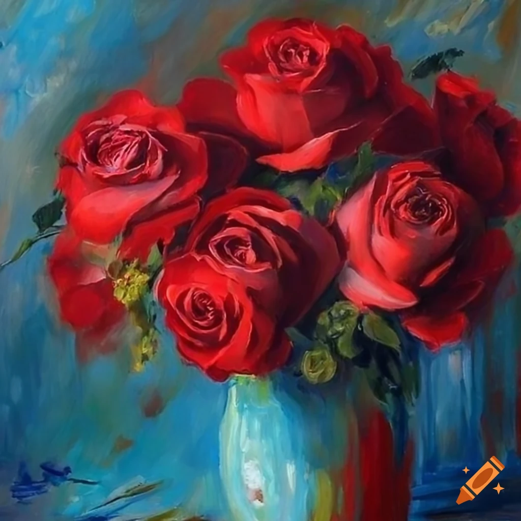 Monet's painting of red roses