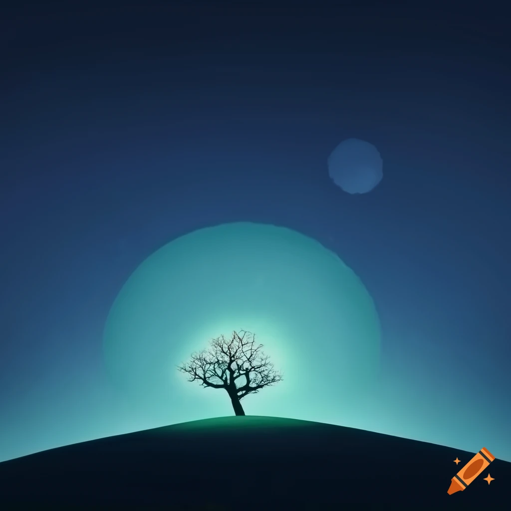 nighttime-view-of-tree-on-hill-on-craiyon