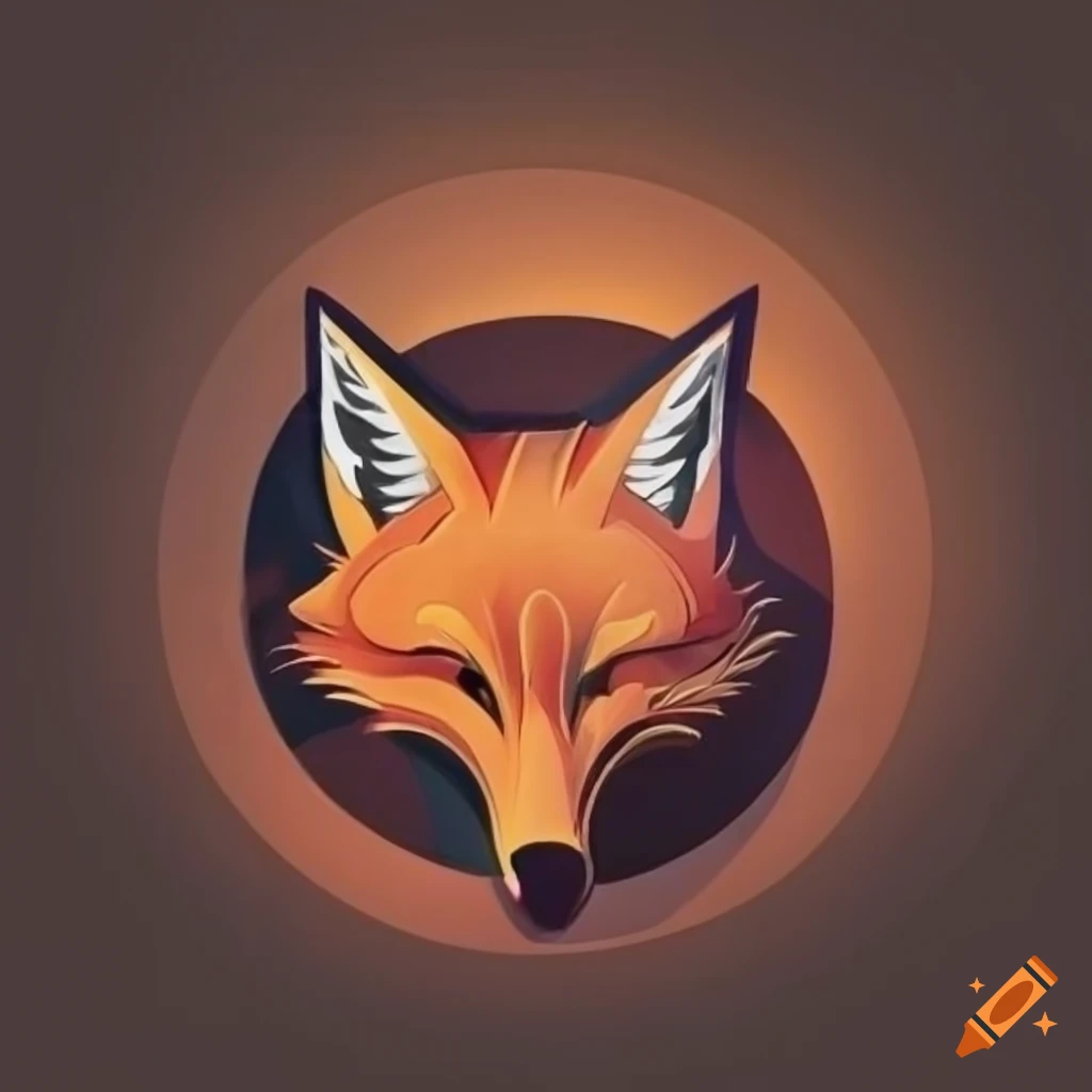 fox logo with clock design