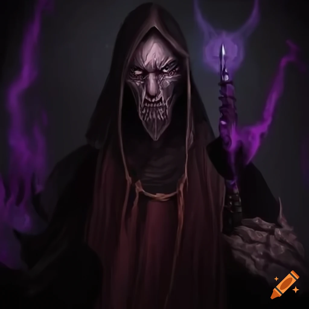 artwork of a sorcerer summoning dark forces