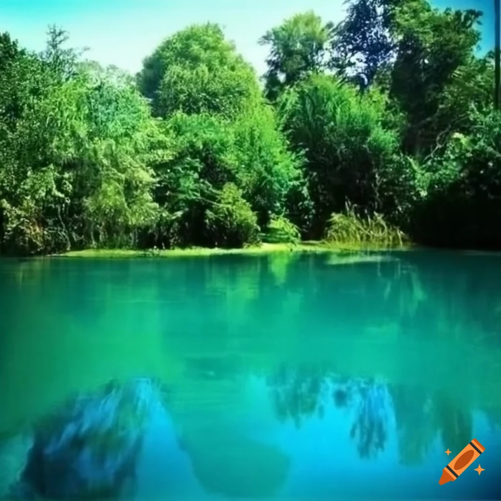 beautiful tealistica landscape with blue calm waters and colorful trees