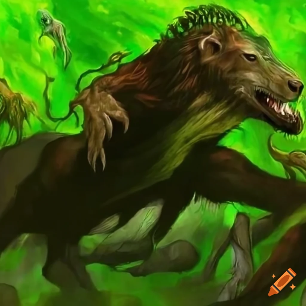 stampede-of-animals-in-green-magic-the-gathering-card-on-craiyon