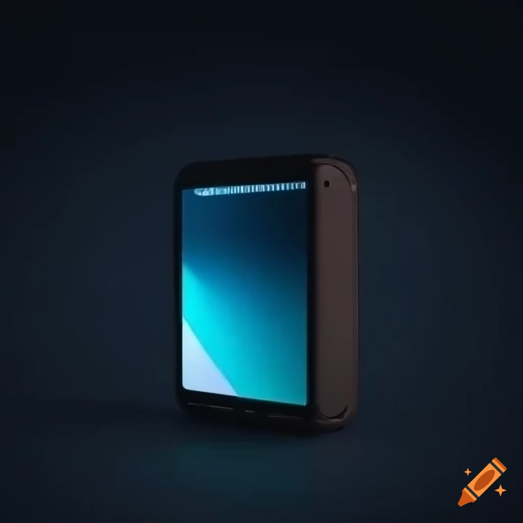 black compact device with a screen showing air quality