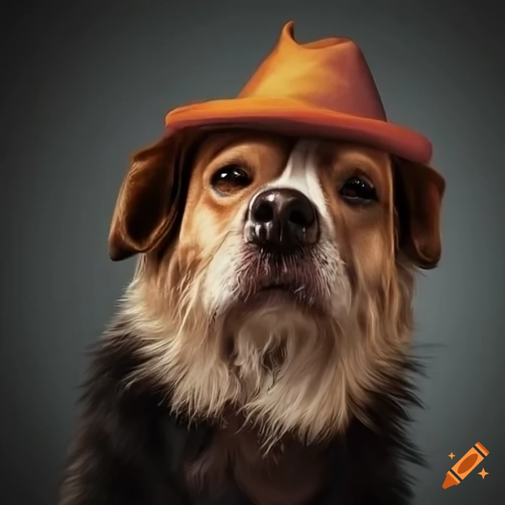 Dog wearing a hat on Craiyon