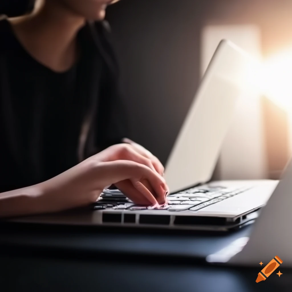 student typing on laptop for university application
