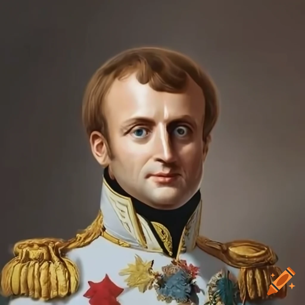 Emmanuel macron depicted as napoleon