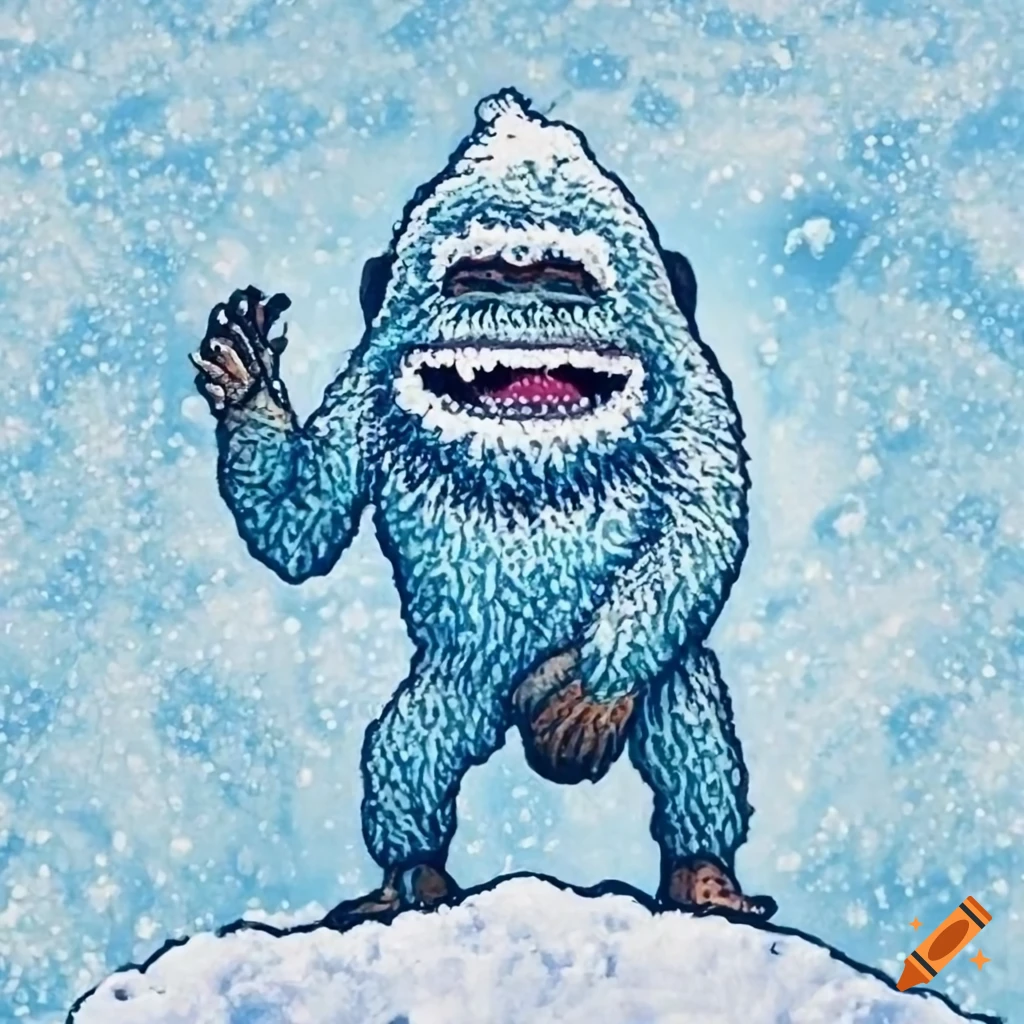 Adorable baby yeti smiling in a snowy landscape on Craiyon