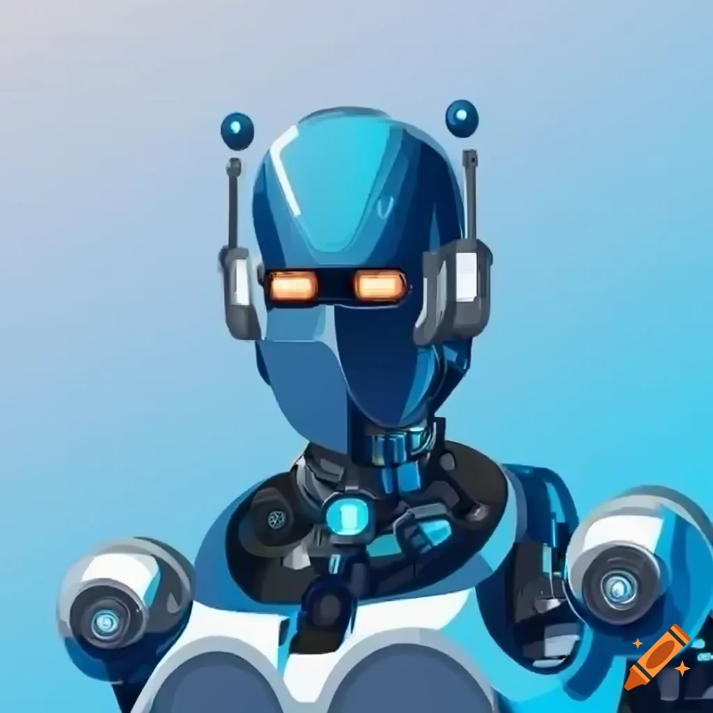cartoon illustration of a futuristic combat robot
