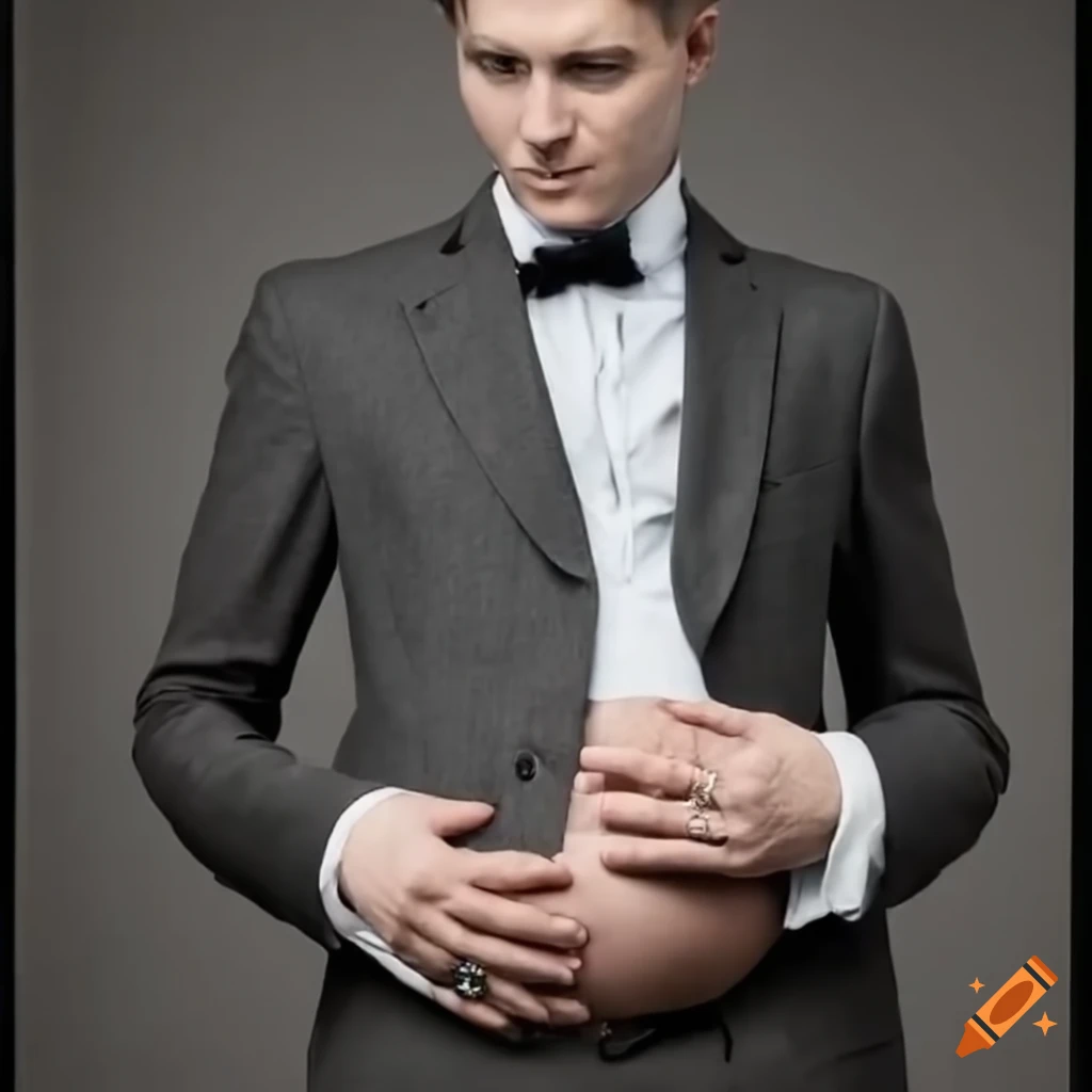 stylish man with a pot belly wearing a suit
