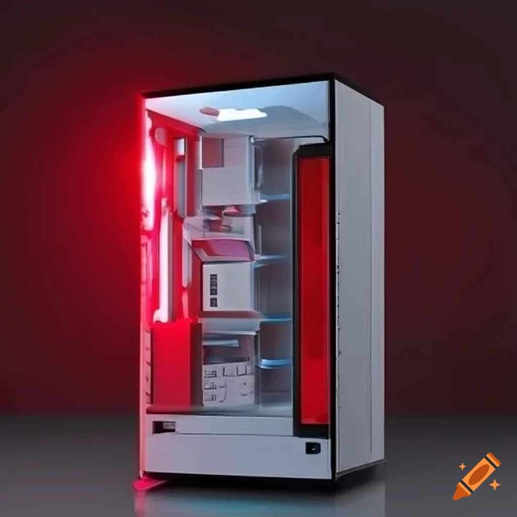 Red and white gaming tower on craiyon