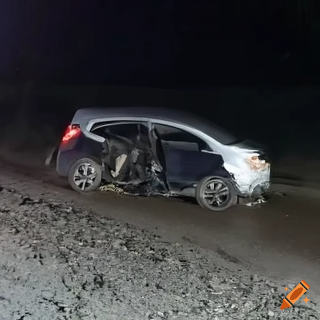 image of a car crash on a gravel road