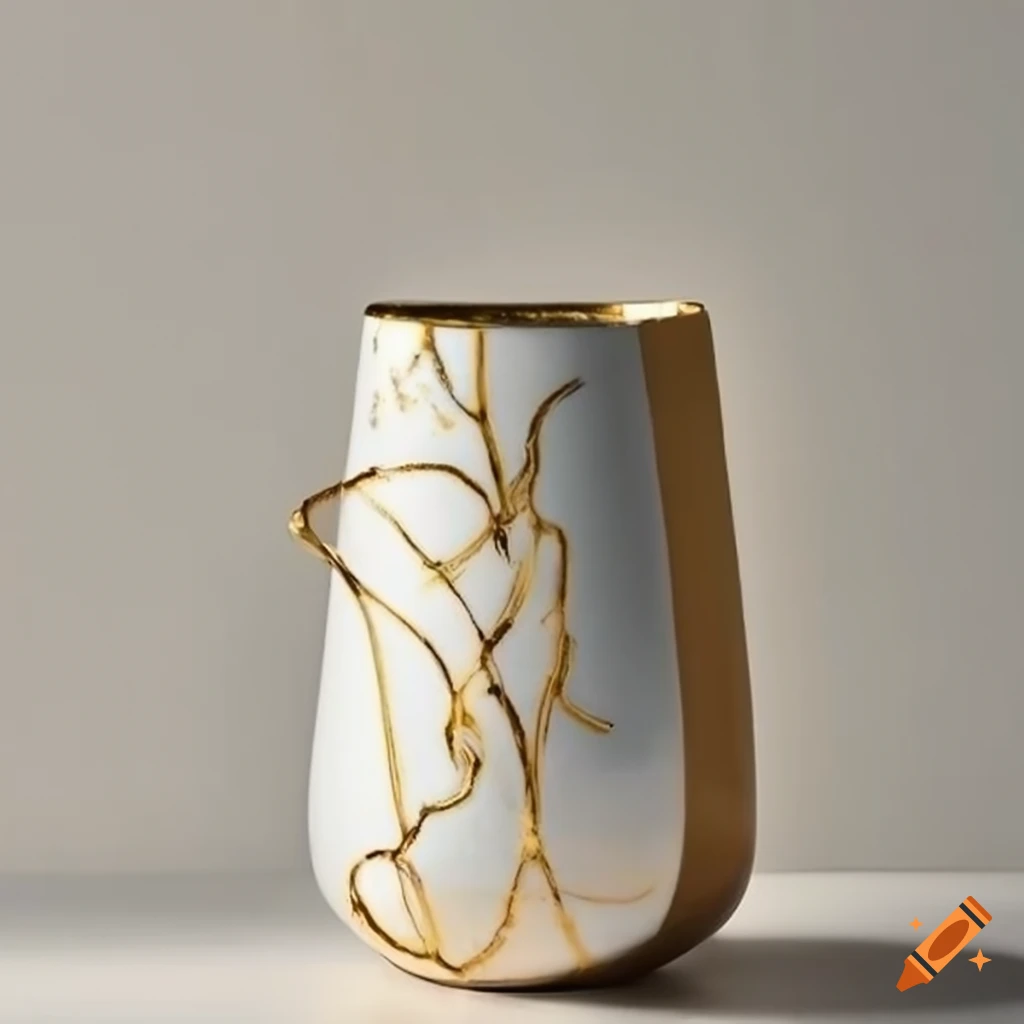 Kintsugi vase with gold letters spelling j e s u s on Craiyon