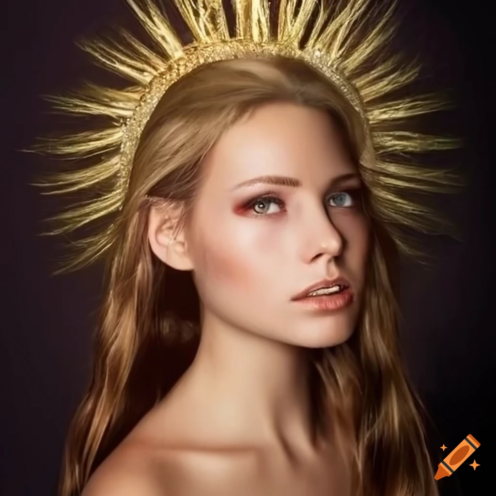 Realistic depiction of a greek goddess with blonde hair