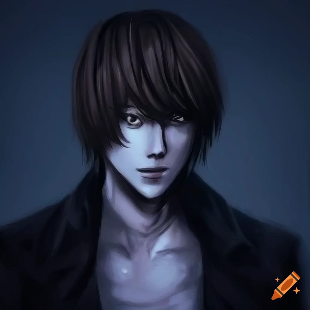 Detailed depiction of light yagami in gothic outfit on Craiyon