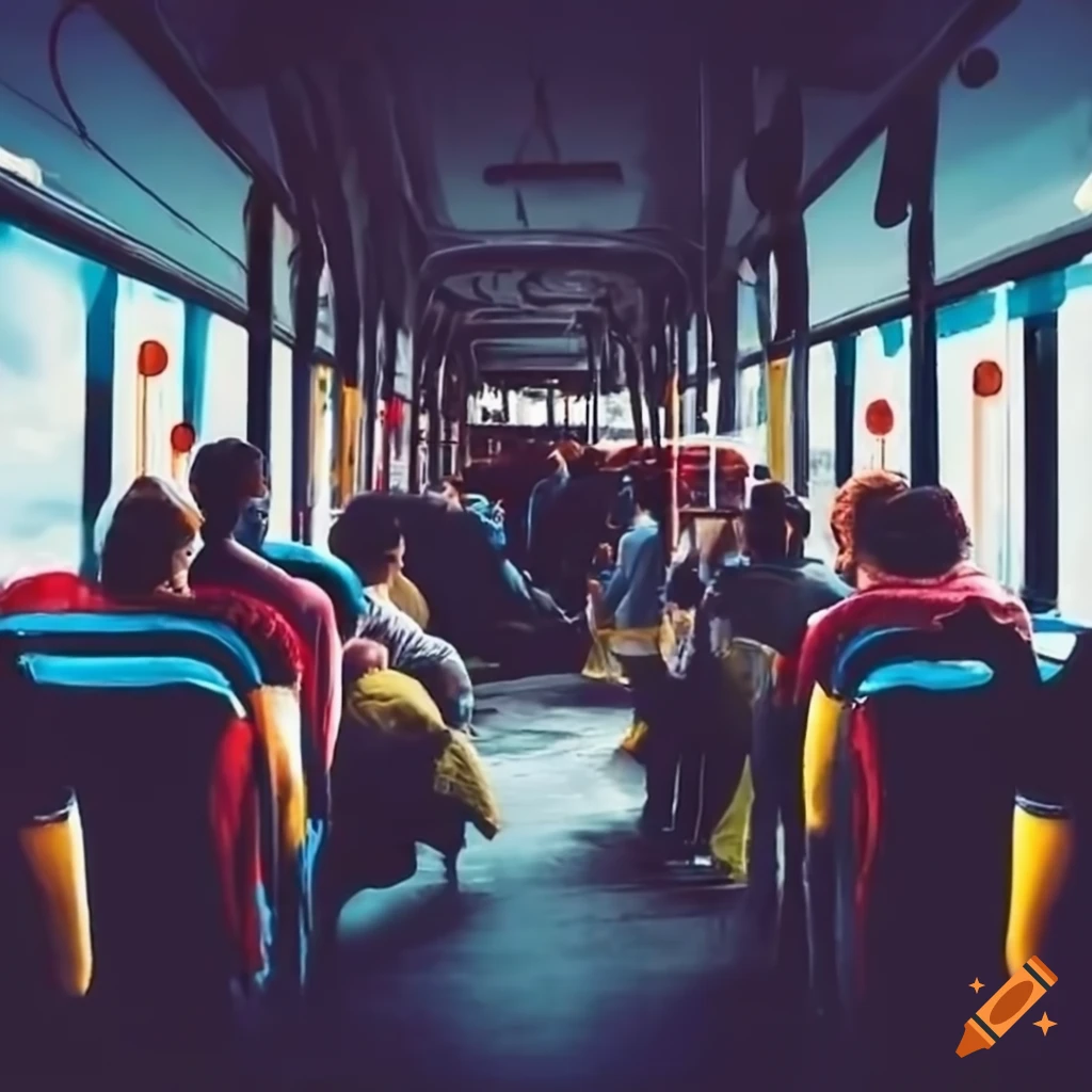 happy people on a bus