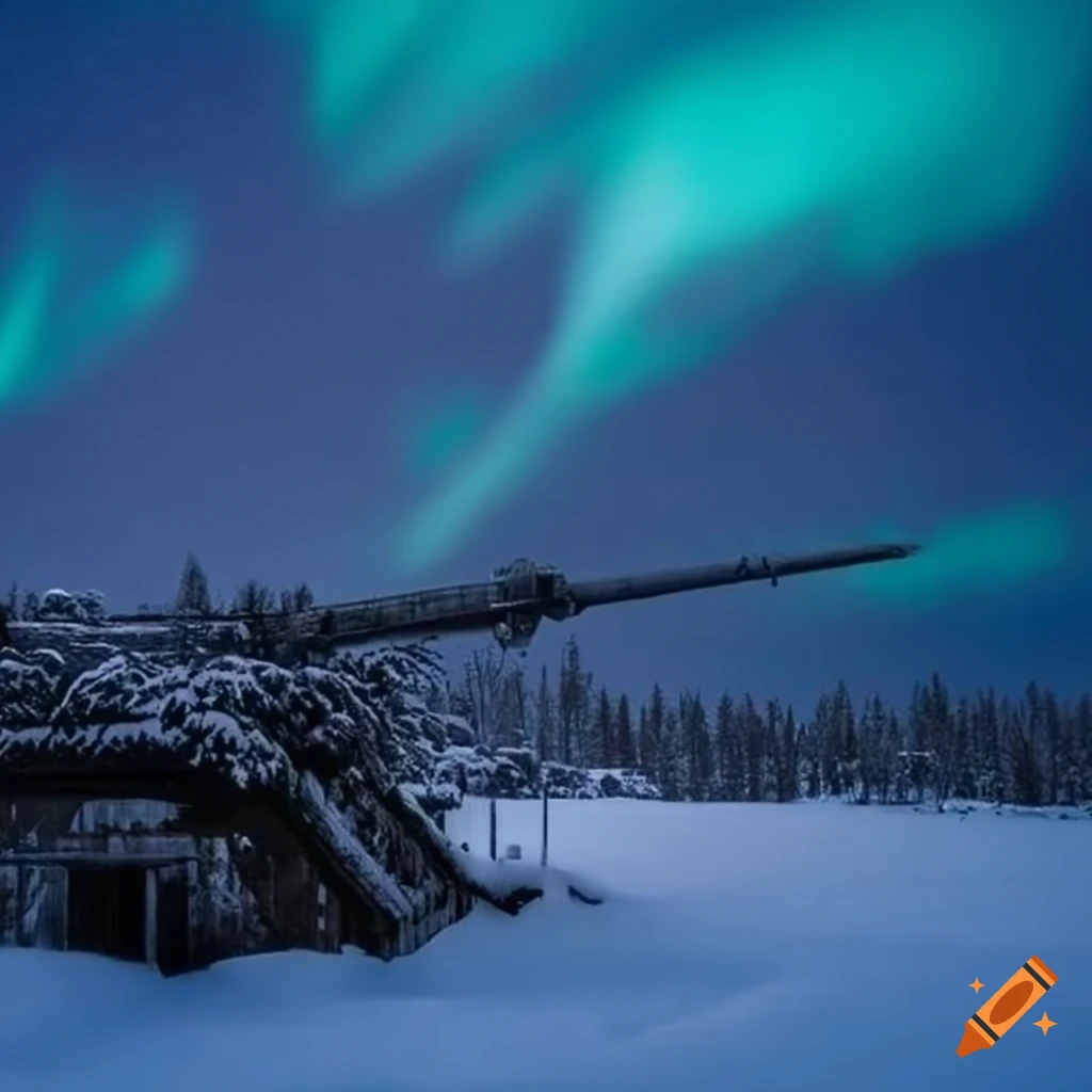 Winter view of an old military base in siberia on Craiyon