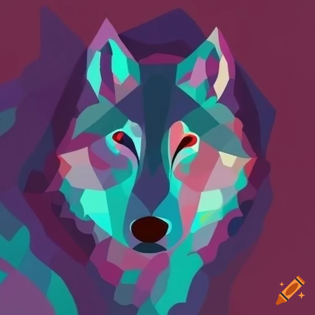 Abstract design of a wolf with straight lines